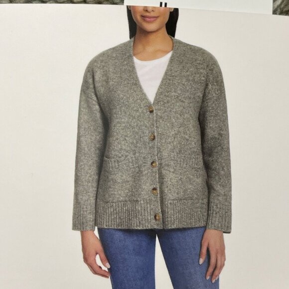 Ella Moss Womens Button-Up Cardigan Medium Relaxed Fit Soft Knit Patch NWT 6414 - Picture 1 of 7
